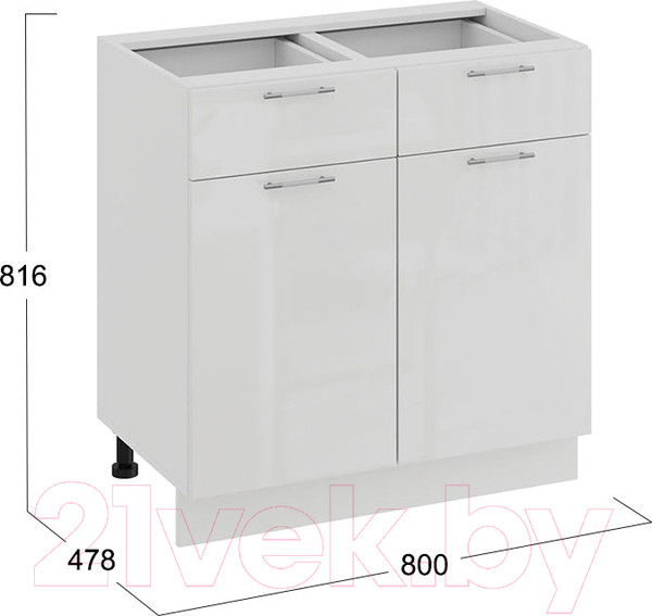 Изображение товара Шкаф-стол кухонный ТриЯ Весна 1Н8Я1 (белый/белый глянец)
