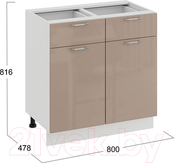Изображение товара Шкаф-стол кухонный ТриЯ Весна 1Н8Я1 (белый/кофе с молоком)