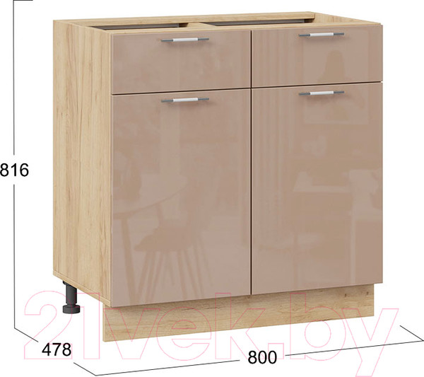 Изображение товара Шкаф-стол кухонный ТриЯ Весна 1Н8Я1 (дуб крафт золотой/кофе с молоком)