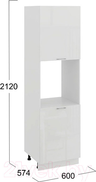 Изображение товара Шкаф-пенал кухонный ТриЯ Весна 1П6 (белый/белый глянец)