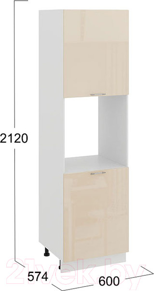 Изображение товара Шкаф-пенал кухонный ТриЯ Весна 1П6 (белый/ваниль глянец)