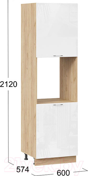 Изображение товара Шкаф-пенал кухонный ТриЯ Весна 1П6 (дуб крафт золотой/белый глянец)