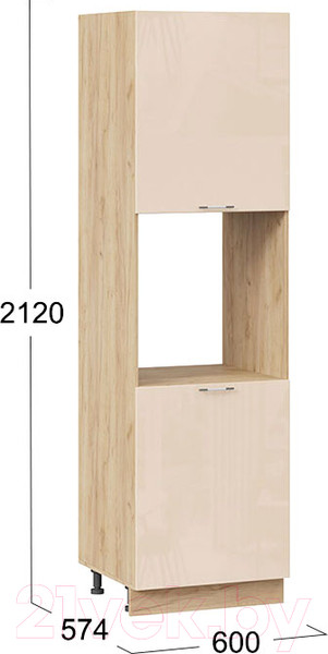 Изображение товара Шкаф-пенал кухонный ТриЯ Весна 1П6 (дуб крафт золотой/ваниль глянец)