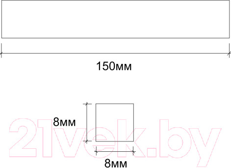 Изображение товара Квадрат для ручки дверной Vettore 8x8x150 SN (сатин)