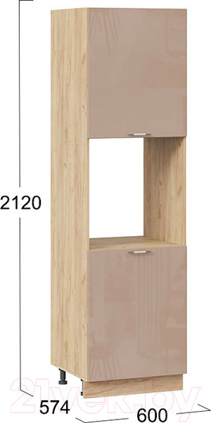 Изображение товара Шкаф-пенал кухонный ТриЯ Весна 1П6 (дуб крафт золотой/кофе с молоком)