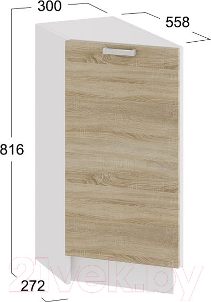 Изображение товара Шкаф-стол кухонный ТриЯ Гранита 1Н3Т (белый/дуб сонома)