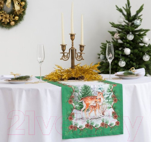 Изображение товара Дорожка на стол Этель Новогодний лес / 3629034 (40x147)