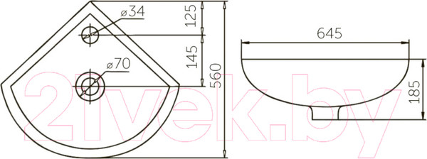 Изображение товара Умывальник Rosa Элегия (угловой)