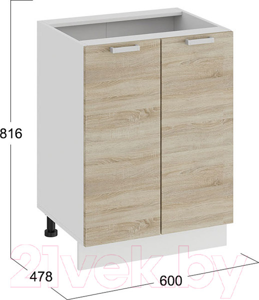 Изображение товара Шкаф-стол кухонный ТриЯ Гранита 1Н6 (белый/дуб сонома)