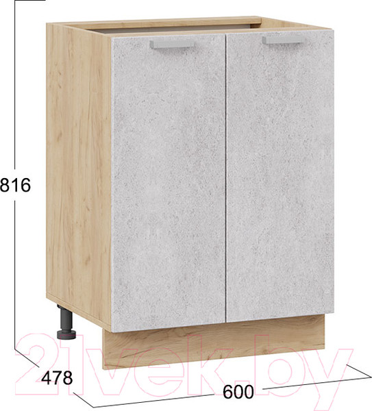 Изображение товара Шкаф-стол кухонный ТриЯ Гранита 1Н6 (дуб крафт золотой/бетон снежный)