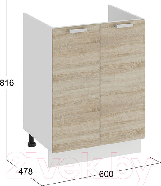 Изображение товара Шкаф под мойку ТриЯ Гранита 1Н6М (белый/дуб сонома)