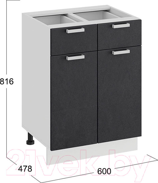 Изображение товара Шкаф-стол кухонный ТриЯ Гранита 1Н6Я1 (белый/бетон графит)