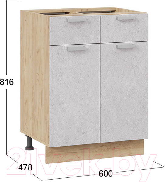 Изображение товара Шкаф-стол кухонный ТриЯ Гранита 1Н6Я1 (дуб крафт золотой/бетон снежный)