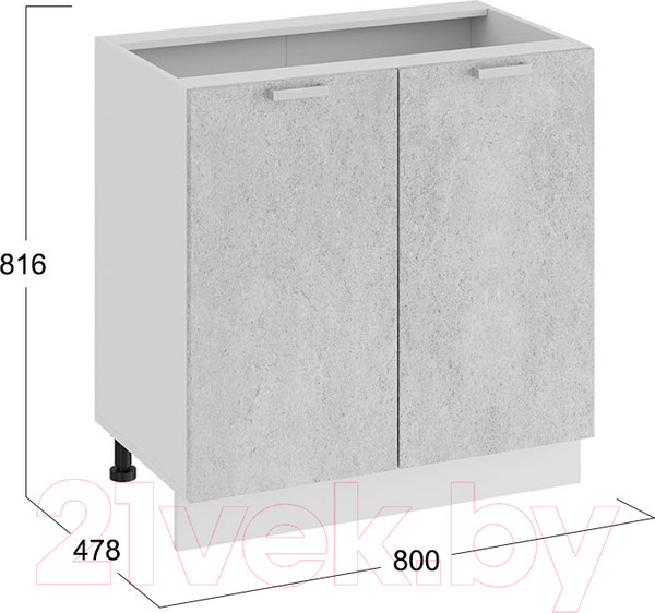Изображение товара Шкаф-стол кухонный ТриЯ Гранита 1Н8 (белый/бетон снежный)