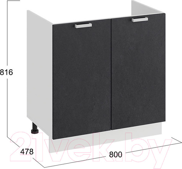 Изображение товара Шкаф под мойку ТриЯ Гранита 1Н8М (белый/бетон графит)