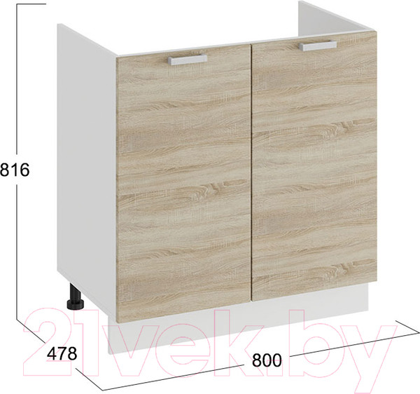 Изображение товара Шкаф под мойку ТриЯ Гранита 1Н8М (белый/дуб сонома)