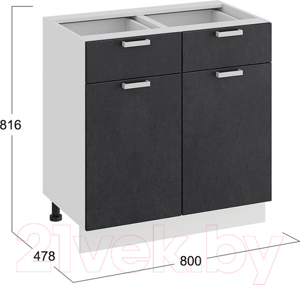Изображение товара Шкаф-стол кухонный ТриЯ Гранита 1Н8Я1 (белый/бетон графит)