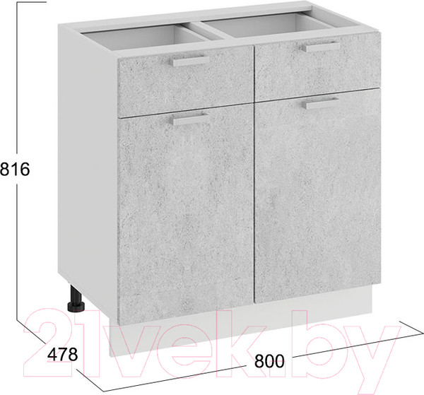 Изображение товара Шкаф-стол кухонный ТриЯ Гранита 1Н8Я1 (белый/бетон снежный)