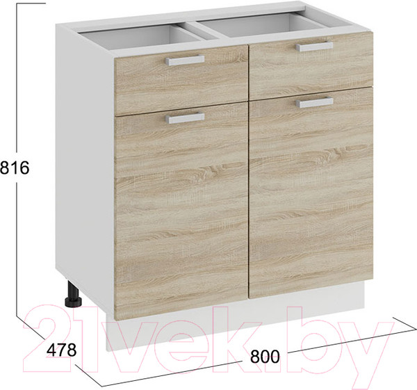 Изображение товара Шкаф-стол кухонный ТриЯ Гранита 1Н8Я1 (белый/дуб сонома)