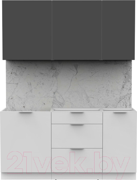 Изображение товара Кухонный гарнитур Интермебель Микс Топ-2 1.6м без столешницы (графит серый/белый премиум)