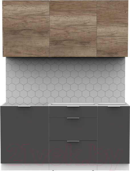 Изображение товара Кухонный гарнитур Интермебель Микс Топ-2 1.6м без столешницы (дуб каньон/графит серый)
