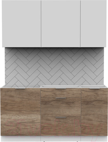 Изображение товара Кухонный гарнитур Интермебель Микс Топ-2 1.6м без столешницы (белый премиум/дуб каньон)