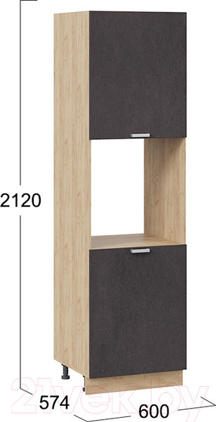 Изображение товара Шкаф-пенал кухонный ТриЯ Гранита 1П6 (дуб крафт золотой/бетон графит)