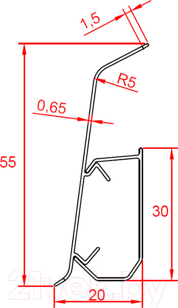 Изображение товара Плинтус Winart Quadro 542 55мм Вирджиния (2.2м, со съемной панелью)