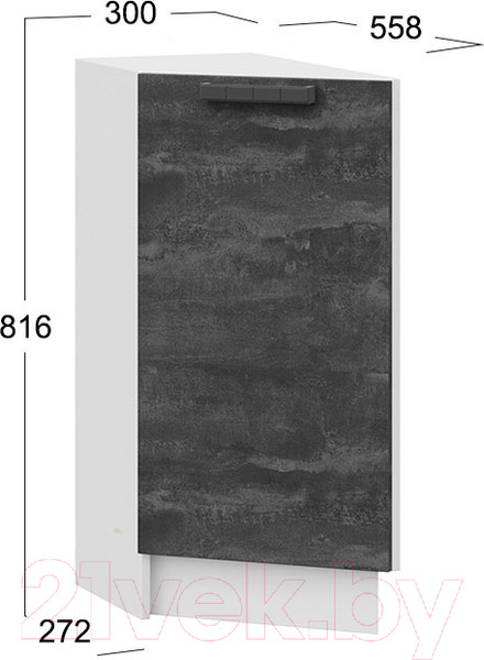 Изображение товара Шкаф-стол кухонный ТриЯ Детройт 1Н3Т (белый/угольный камень)