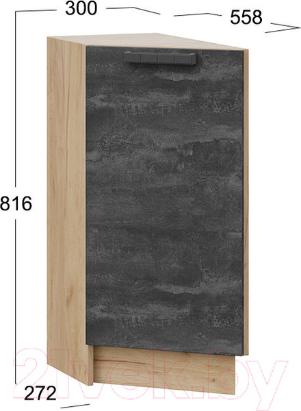 Изображение товара Шкаф-стол кухонный ТриЯ Детройт 1Н3Т (дуб крафт золотой/угольный камень)