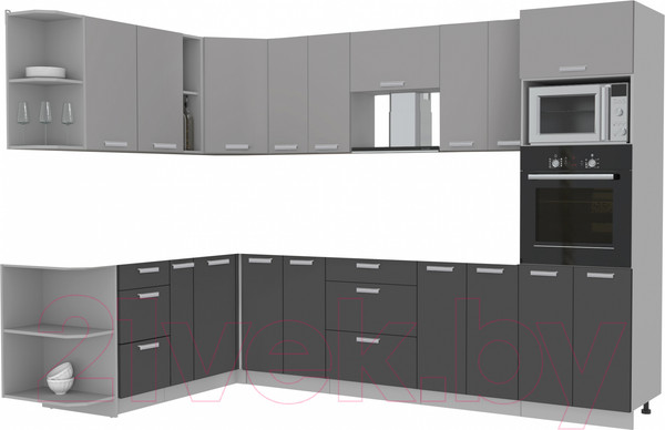 Изображение товара Кухонный гарнитур Интерлиния Мила Лайт 1.88x3.0 левая без столешницы (серебристый/антрацит)