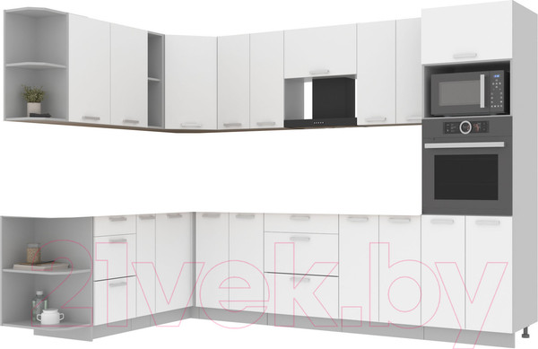 Изображение товара Кухонный гарнитур Интерлиния Мила Лайт 1.88x3.0 левая без столешницы (белый платинум)