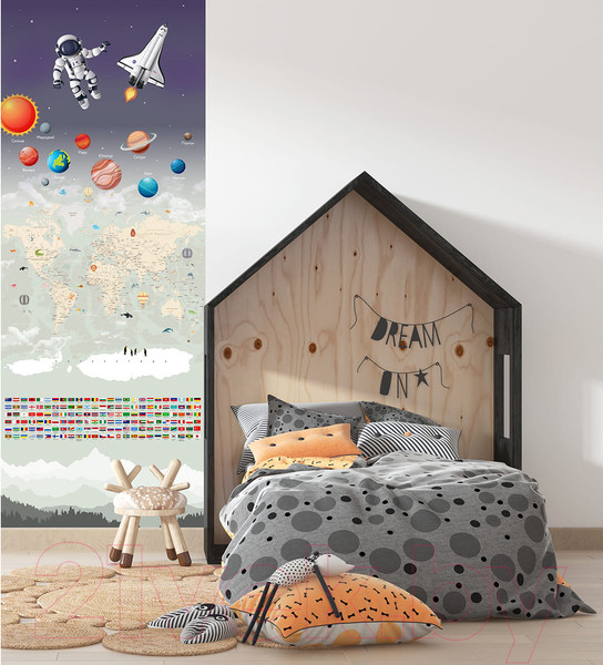 Изображение товара Фотообои листовые Citydecor Карта мира флаги и планеты 2 (200x260)