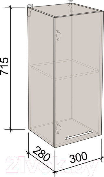 Изображение товара Шкаф навесной для кухни Артём-Мебель 300мм СН-114.25 (ДСП бетон спаркс лайт)