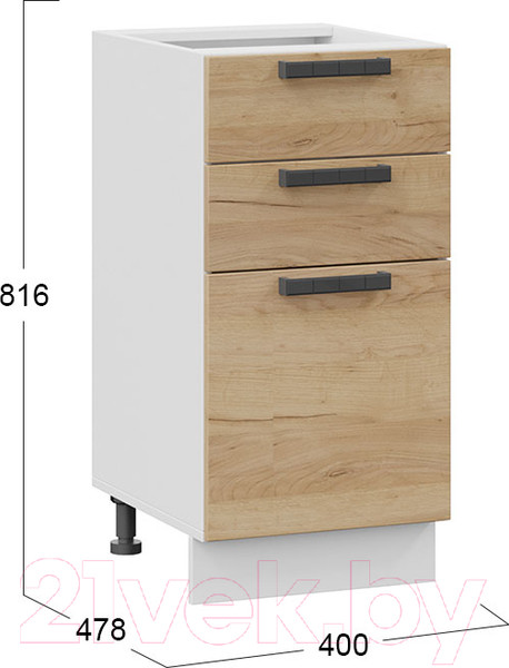 Изображение товара Шкаф-стол кухонный ТриЯ Детройт 1Н4Я3 (белый/дуб крафт золотой)