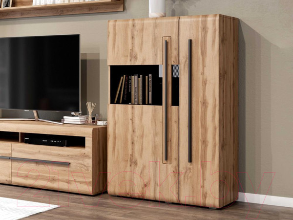 Изображение товара Шкаф с витриной Мебельград Ницца 2 дв (дуб вотан)