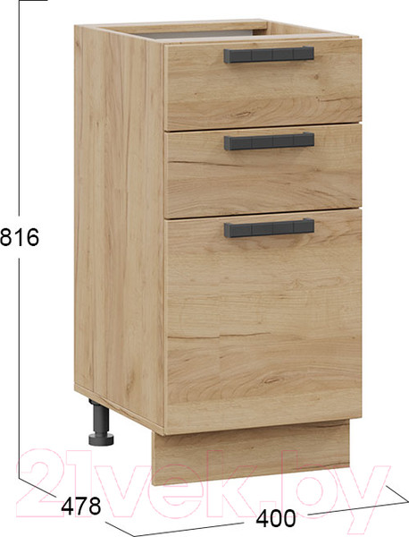 Изображение товара Шкаф-стол кухонный ТриЯ Детройт 1Н4Я3 (дуб крафт золотой)