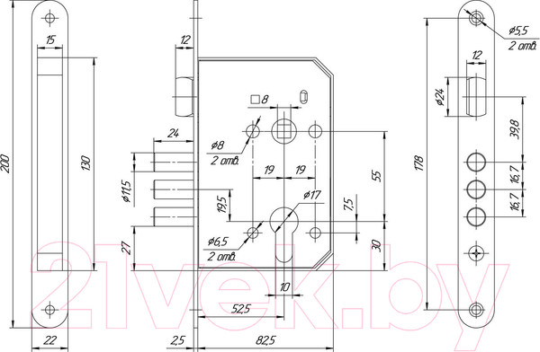 Изображение товара Замок врезной Зенит Универсальный ЗВ4 402.0.0