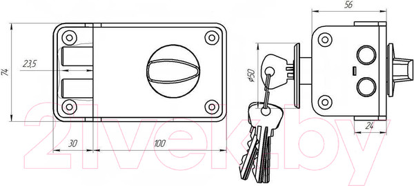 Изображение товара Замок накладной Зенит ЗН1-3.1 (медь)