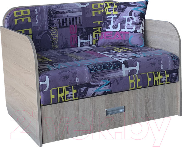 Изображение товара Диван Анмикс Кейт (ЛДСП дуб санома/принт Musik Violet)
