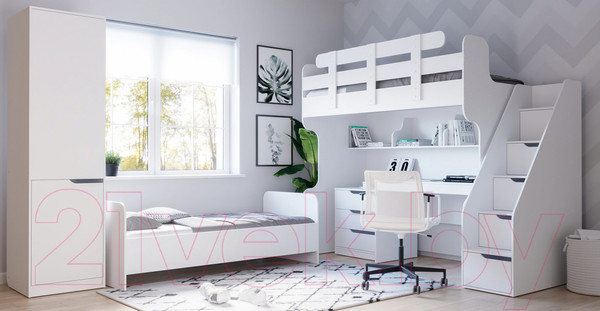 Изображение товара Письменный стол Речицадрев Smart / Р 376.03 (цемент светлый/белый)