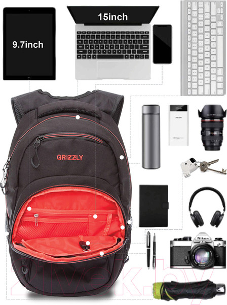 Изображение товара Рюкзак Grizzly RQ-003-31 (черный/красный)
