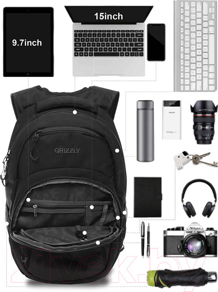 Изображение товара Рюкзак Grizzly RQ-003-31 (черный/серый)