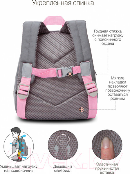 Изображение товара Детский рюкзак Grizzly RK-280-1 (серый)