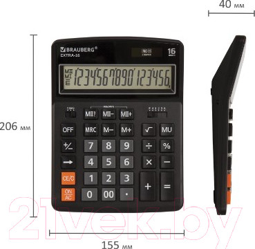 Изображение товара Калькулятор Brauberg Extra-16-BK / 250475 (черный)