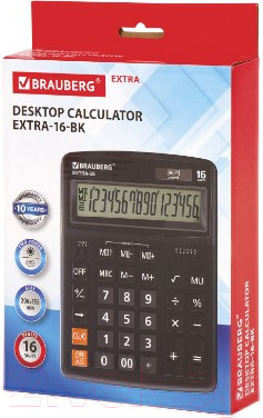 Изображение товара Калькулятор Brauberg Extra-16-BK / 250475 (черный)
