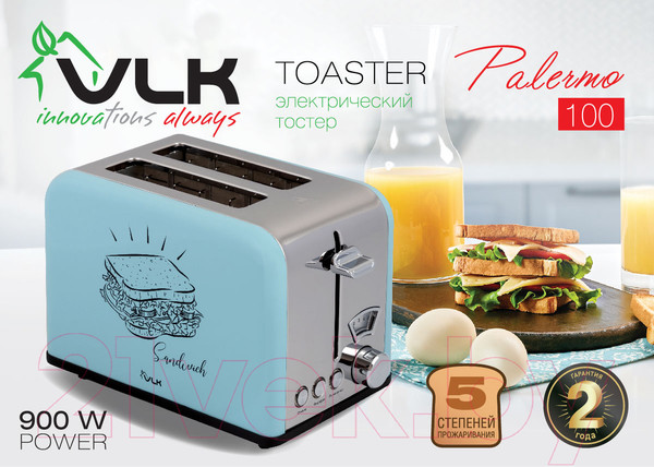 Изображение товара Тостер VLK Palermo 100 (голубой)
