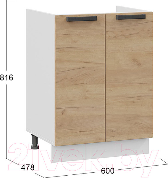 Изображение товара Шкаф под мойку ТриЯ Детройт 1Н6М (белый/дуб крафт золотой)