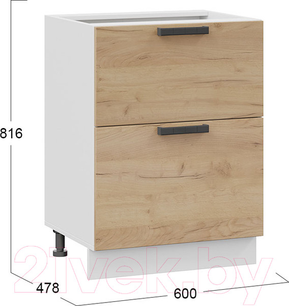 Изображение товара Шкаф-стол кухонный ТриЯ Детройт 1Н6Я2 (белый/дуб крафт золотой)