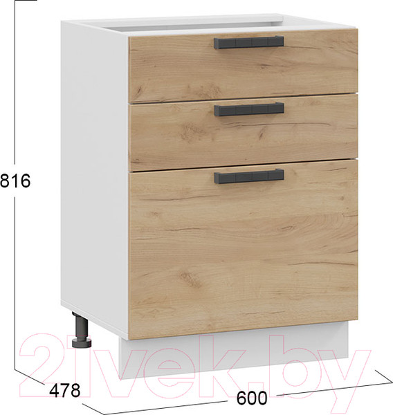 Изображение товара Шкаф-стол кухонный ТриЯ Детройт 1Н6Я3 (белый/дуб крафт золотой)